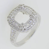 14K White Gold Semi Mount Ring Setting Cushion CU 7X7mm - Syzjewelry